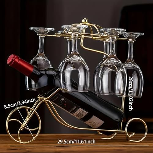 Golden Metal Wine Rack with Bicycle Design 1