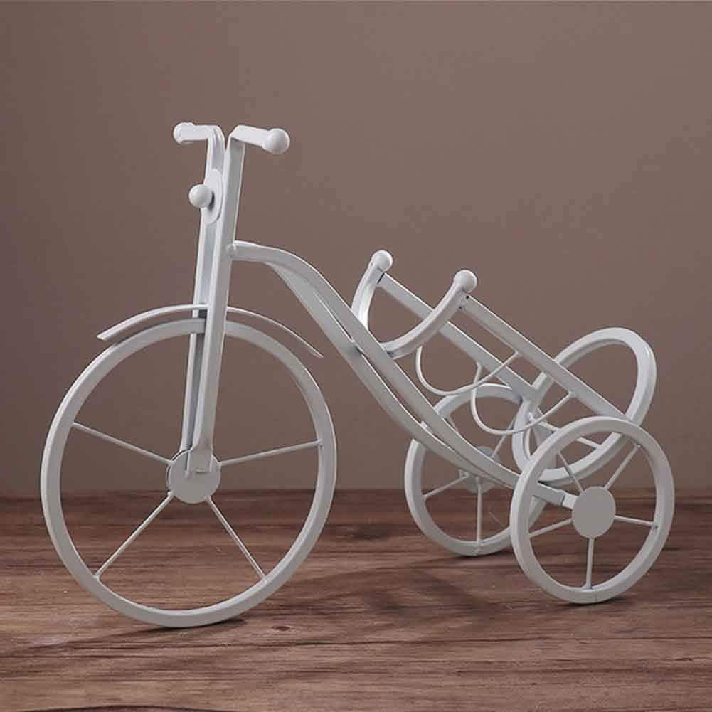 Iron Tricycle Wine Rack White Freestanding Metal Display Rack