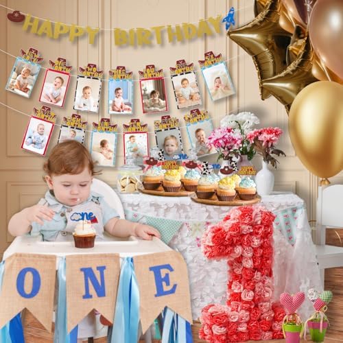 RANERVZ Western Cowboy Birthday Decorations with 24pcs Cake Toppers