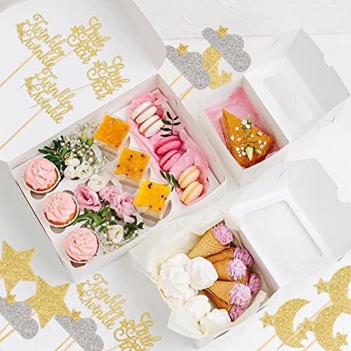 48 Pcs Glitter Star Cupcake Toppers Gold Silver 1