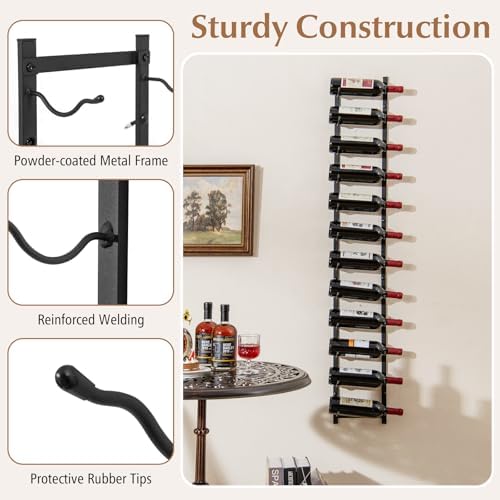 GOFLAME Wall-Mounted Wine Rack for 12 Bottles Black 1