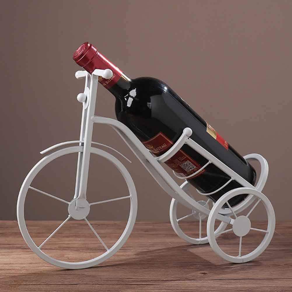 Iron Tricycle Wine Rack White Freestanding Metal Display Rack