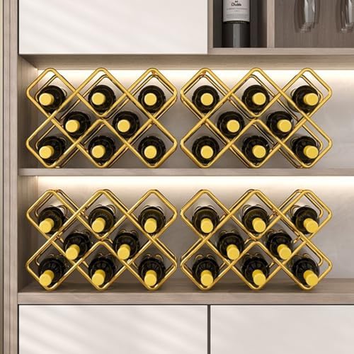 HAWEWE 8-Bottle Freestanding Wine Rack with Geometric Design