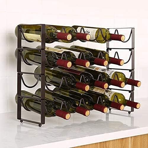 12 Bottle Wine Rack - Freestanding Steel Storage Organizer