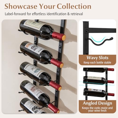GOFLAME Wall-Mounted Wine Rack for 12 Bottles Black 1
