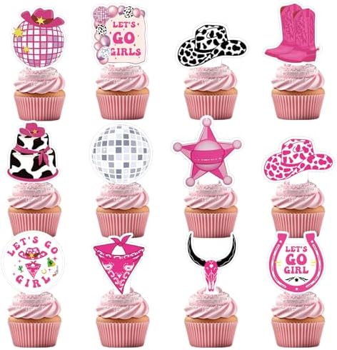 Yoomod 36PCS Pink Cowgirl Cupcake Toppers