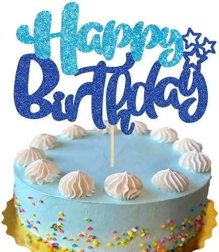 Ephlyn Happy Birthday Cake Topper Glitter Decor