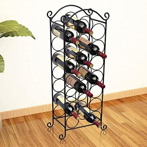 vidaXL Classic Black Metal Wine Rack - Freestanding 21 Bottle Capacity