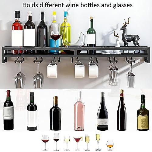LIGUOYI Wall Mounted Wine Rack - Sturdy Metal Holder BlackGoldWhite