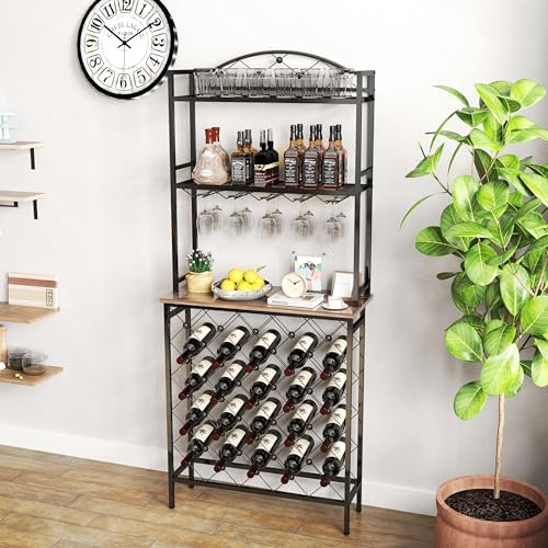 20 Bottle Freestanding Wine Rack with 3-Tier Storage 1