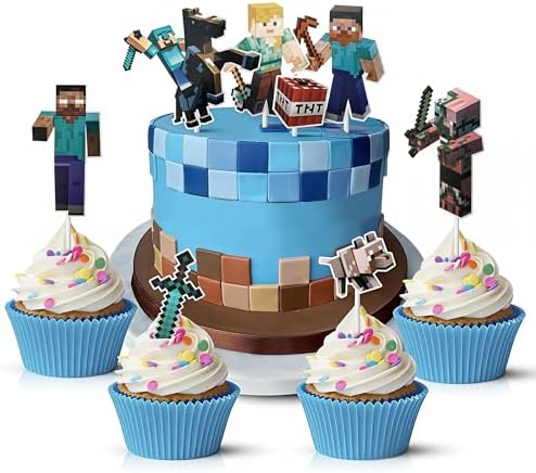 V TOWER 9 Pcs Video Game Cake Topper Set 1
