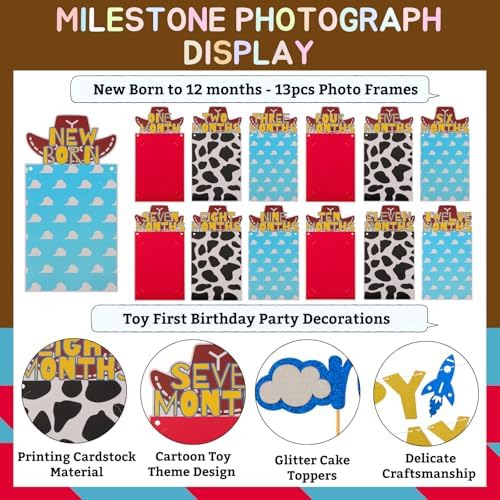 RANERVZ Western Cowboy Birthday Decorations with 24pcs Cake Toppers