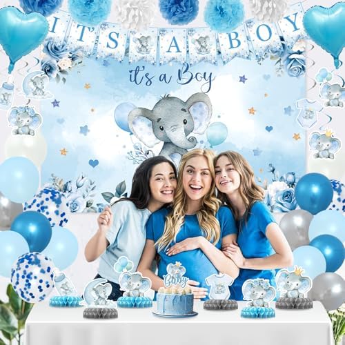 Staraise Blue Elephant Baby Shower Decor Kit
