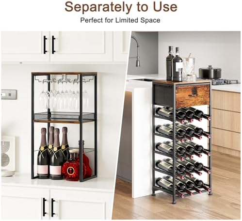 TQVAI 7-Tier Wine Rack Modular Split Design Space-Saving Floor Cabinet