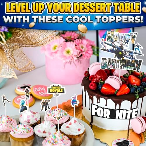 V TOWER Video Game Cake Topper Set
