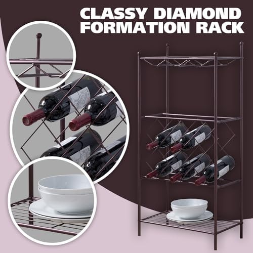 Kings Brand Furniture Bronze Freestanding Wine Rack Stand