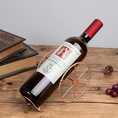 Retro Bronze Wine Rack with Iron Wheels Design