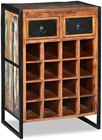 VRAXO 16-Bottle Wine Rack Reclaimed Wood Industrial Style