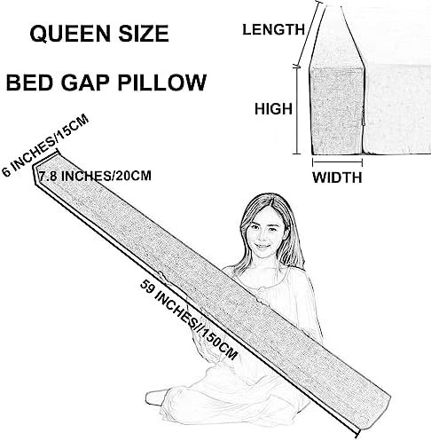 ZZYK Bed Gap Filler Pillow - Gray Queen 78x6