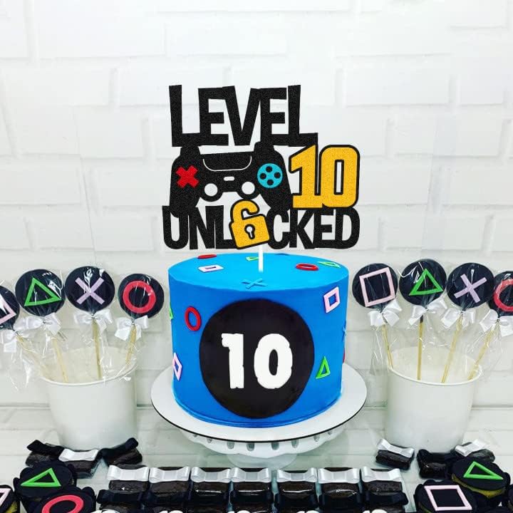 Vikiwiin Level 10th Cake Topper Game Controller Non-Edible Decoration