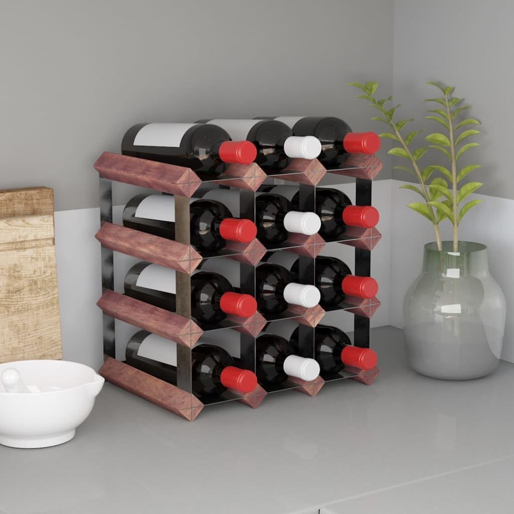 Aisifx 12-Bottle Wine Rack Brown Solid Pine
