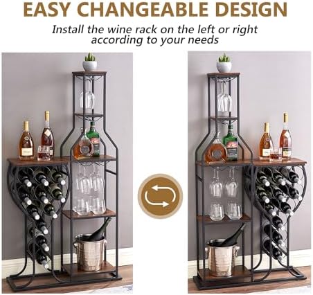 LEONX Freestanding Wine Rack 11 Bottle Capacity 5 Tier Wood