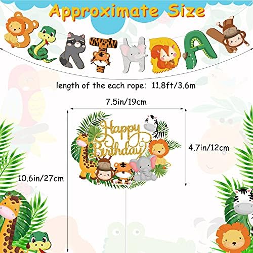 Clabby 2 Pieces Jungle Animals Birthday Banner Cupcake Topper