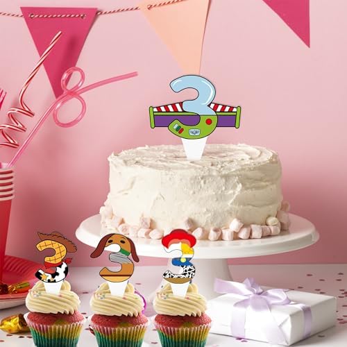 United-Unicorns 40 PCS 3rd Birthday Cupcake Toppers