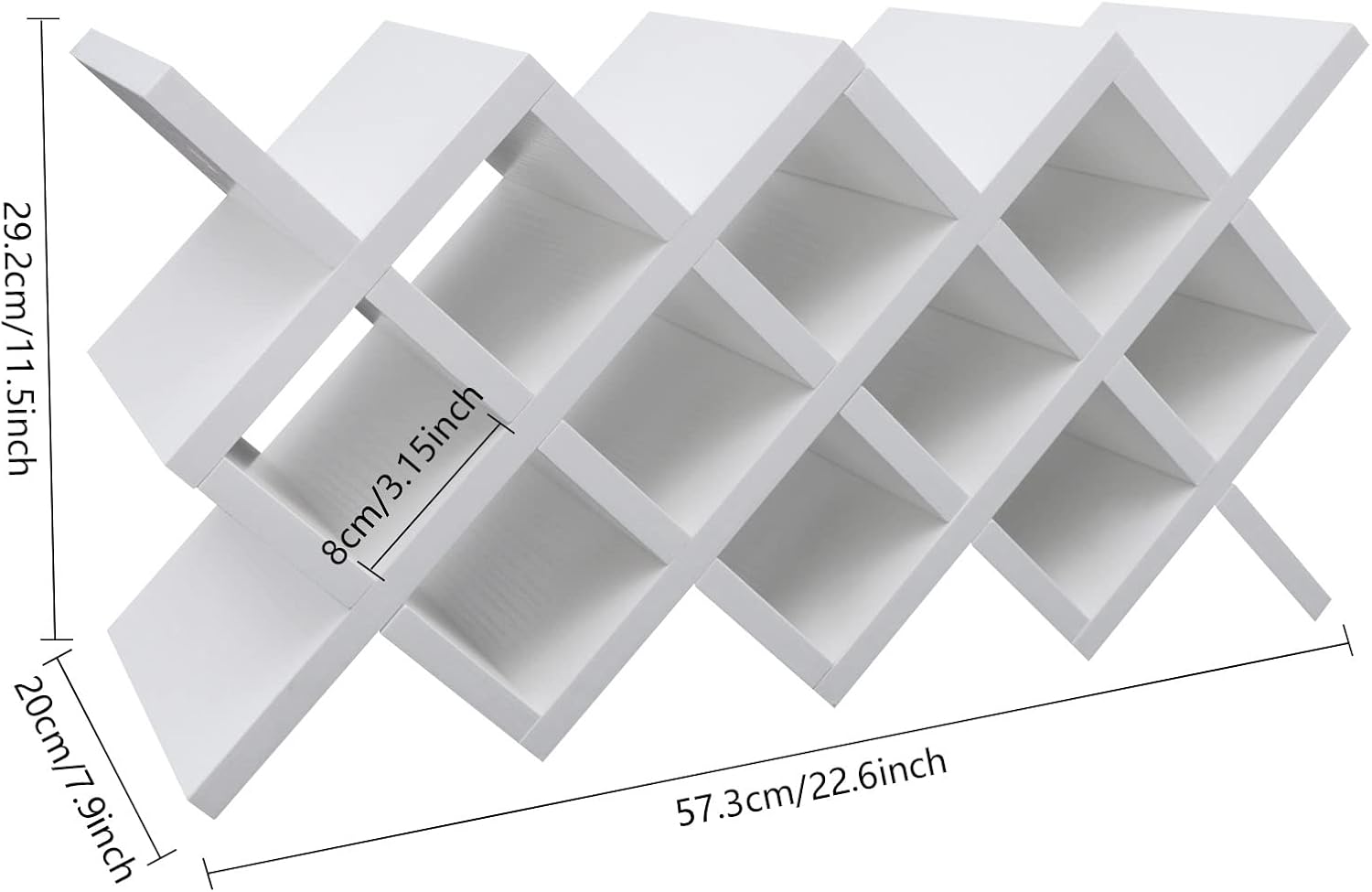 White Wall-Mounted Wine Rack with 10 Compartments