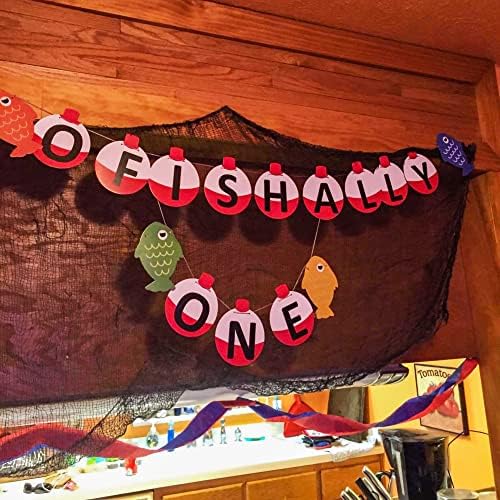 JeVenis One Banner Fishing Party Decoration