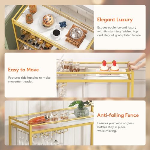 Lifewit 3 Tier Wine Rack with Lockable Wheels