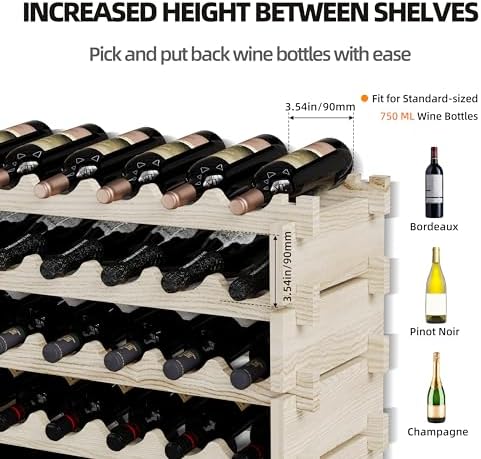 Svimi 8 Tier Real Wood Wine Rack for 72 Bottles