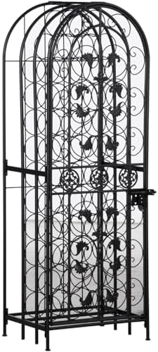 45 Bottle Wrought Iron Wine Rack with Lock - Black 1
