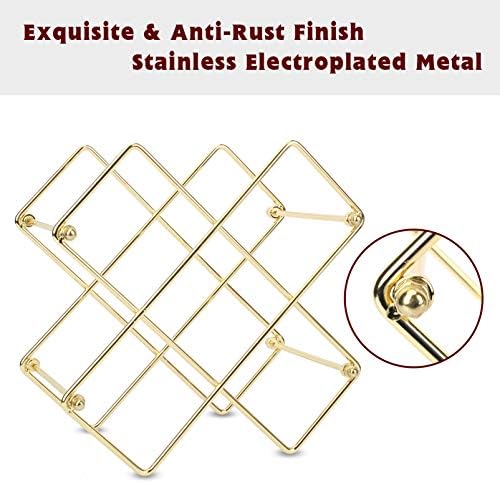 DreamiDeco 6-Bottle Metal Wine Rack Gold