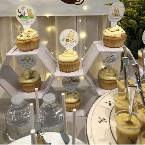 48Pcs Bear Themed Cupcake Toppers for Baby Showers and Birthday Parties