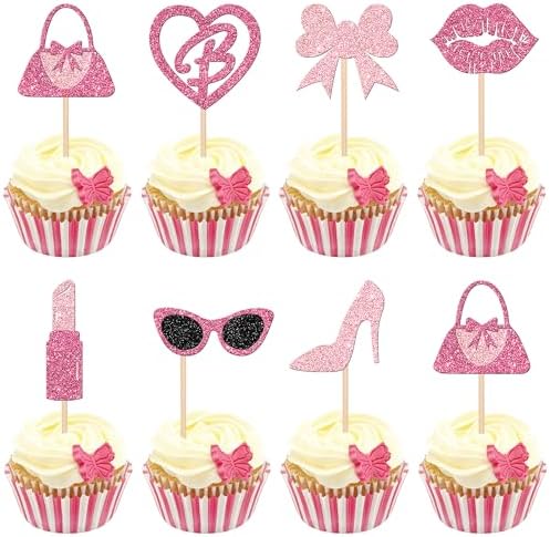24PCS Glitter Cupcake Toppers for Princess Parties