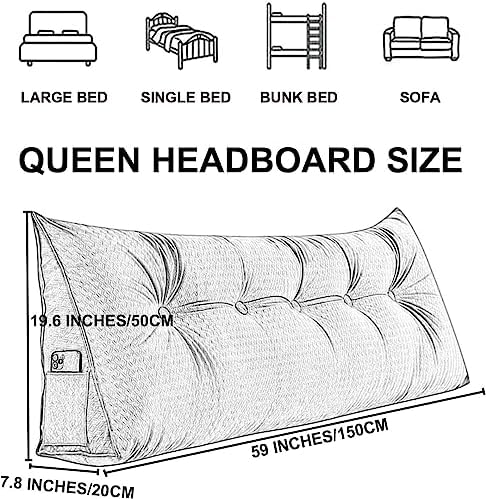COZMAX Queen Size Reading Wedge Pillow - Green 150cm