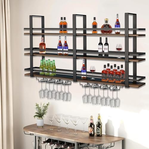 DSVONAUS Wall-Mounted Wine Rack with LED Light 3 Tier