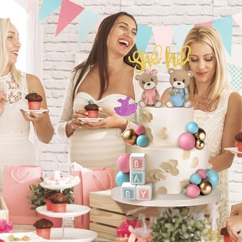 Zafena 34 PCS Gender Reveal Cake Topper Set 1