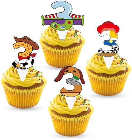 United-Unicorns 40 PCS 3rd Birthday Cupcake Toppers