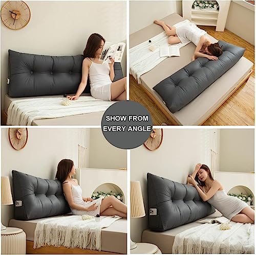 COZMAX Queen Size Wedge Pillow with Gray Cover