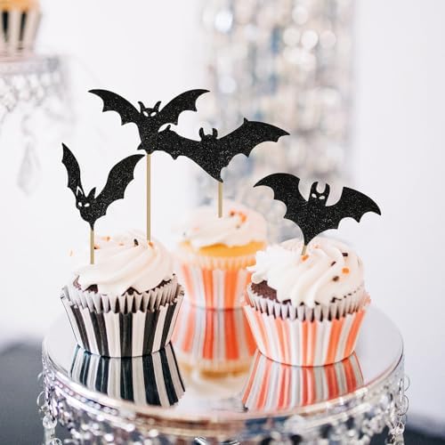 12 Pcs Halloween Bat Cupcake Toppers Non-Edible Party Decorations