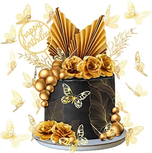 Shimeyao 52 Pcs Gold Cake Decorations Boho Style