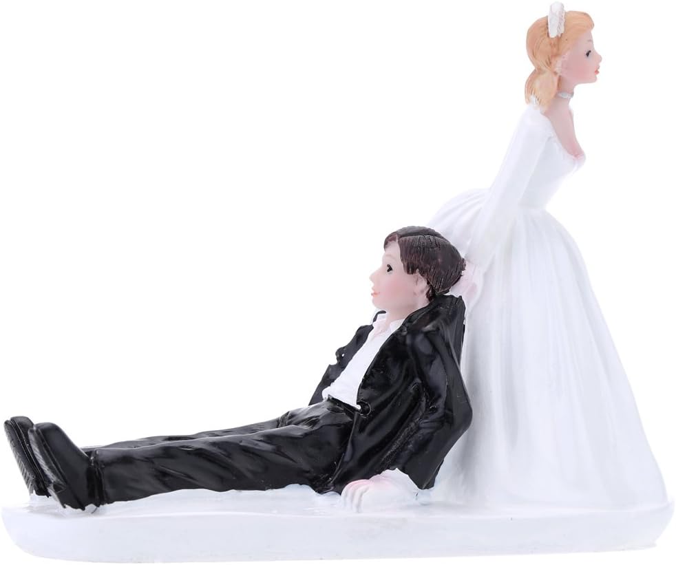 Anself Synthetic Resin Groom Bride Wedding Cake Topper