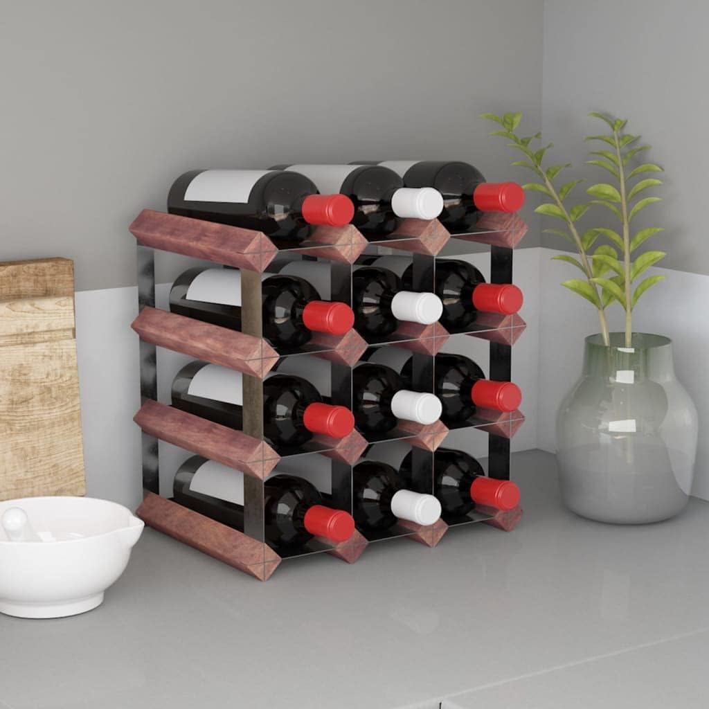 YAFF 12-Bottle Brown Solid Wood Wine Rack