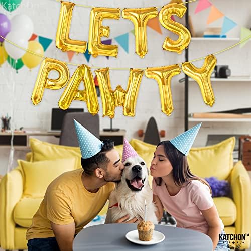 KatchOn Lets Pawty Balloons Gold 16 Inch Decor Set