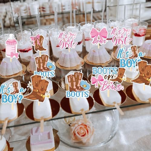 InIsaJace 36PCS Boots or Bows Cupcake Toppers