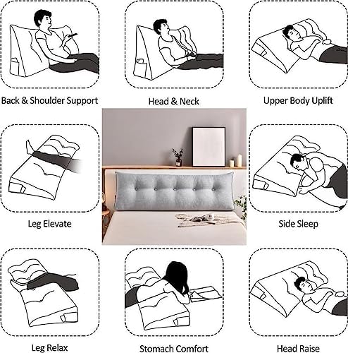 COZMAX Triangular Reading Headboard Pillow with Zipper Cover