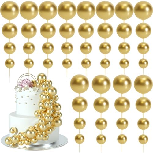BOUBONI 48 Pcs Gold Cake Topper Decorations