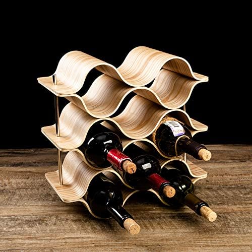 9 Bottle 6-Tier Wood Wine Rack Freestanding